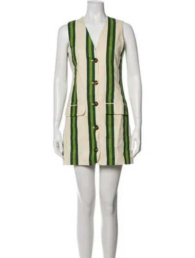 Pre-owned Simon Miller Linen Mini Dress W/ Tags In Green/neutrals