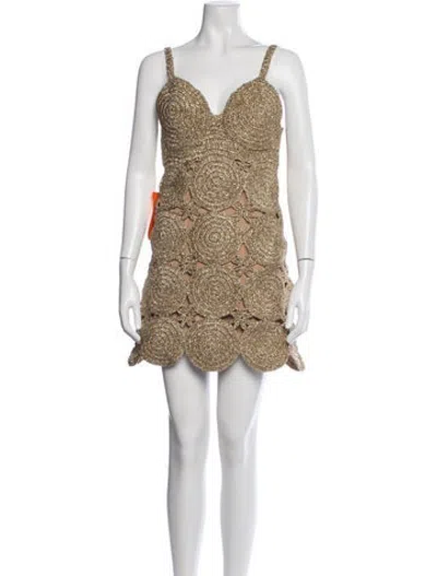 Pre-owned Simon Miller Patterned Mini Dress W/ Tags In Gold/metallic