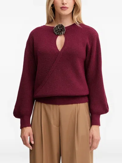 Simona Corsellini Appliqué-detail Sweater In Burgundy