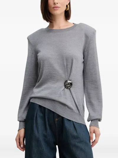 Simona Corsellini Embellished Sweater In Gray