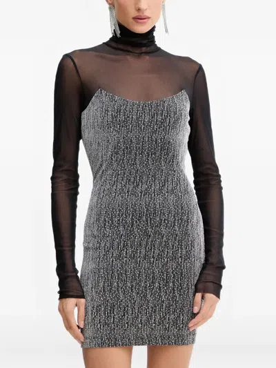 Simona Corsellini Long-sleeve Panelled Mini Dress In Metallic