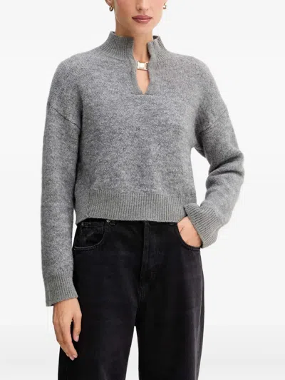 Simona Corsellini Mock-neck Embellished Sweater In Gray
