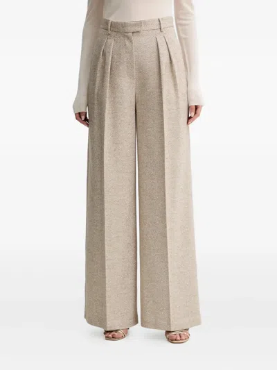 Simona Corsellini Pleated Herringbone Trousers In Neutral