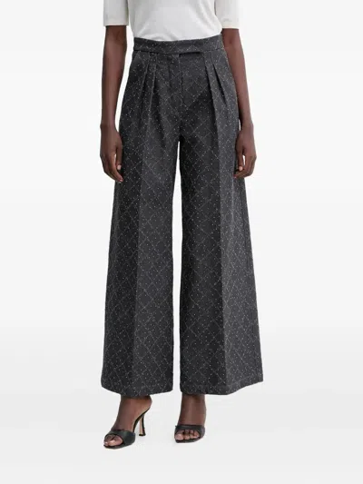 Simona Corsellini Pleated Patterned Trousers In Gray