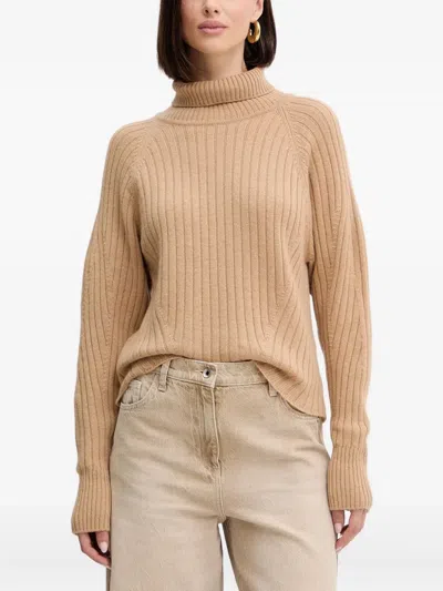 Simona Corsellini Ribbed Turtleneck Sweater In Brown