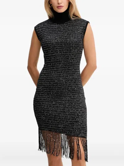 Simona Corsellini Sequin-embellished Fringed Mini Dress In Gray