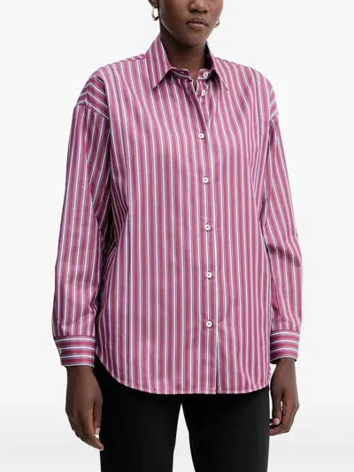 Simona Corsellini Striped Buttoned Shirt In Brown