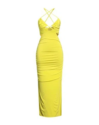 Simona Corsellini Woman Midi Dress Acid Green Size 4 Viscose, Elastane, Polyamide In Green