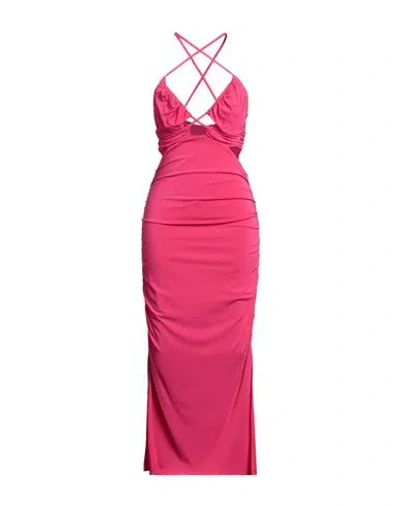 Simona Corsellini Woman Midi Dress Fuchsia Size 8 Viscose, Elastane, Polyamide In Pink