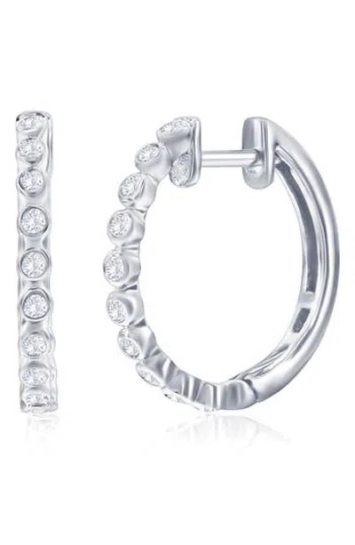 Simona Lab Created Diamond Hoop Earrings In Metallic