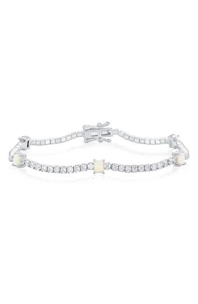 Simona Opal & Cubic Zirconia Tennis Bracelet In Metallic
