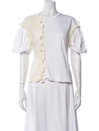 Pre-owned Simone Rocha Bateau Neckline Short Sleeve Blouse In White
