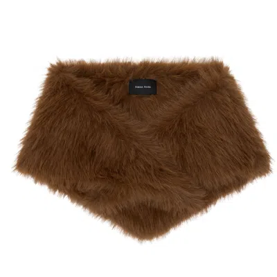 Simone Rocha Brown Embellished Faux Fur Neckerchief Scarf