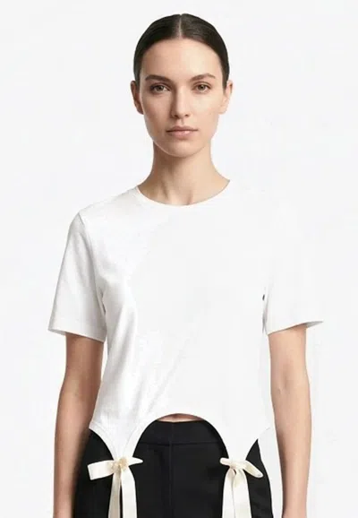 Simone Rocha Easy T-shirt With Satin Bow Tails In Ivory