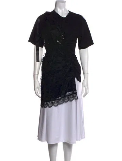 Pre-owned Simone Rocha Lace Pattern Crew Neck Top In Black