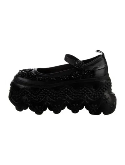 Pre-owned Simone Rocha Leather Crystal Embellishments Pumps In Black
