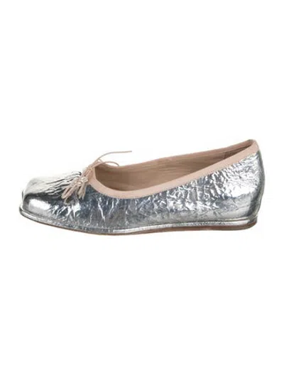 Pre-owned Simone Rocha Leather Patterned Ballet Flats In Silver