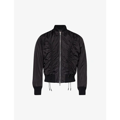 Simone Rocha Mens Black Stand-collar Ruched Shell Jacket