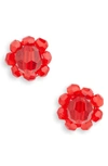 Simone Rocha Mini Daisy Crystal Stud Earrings In Red