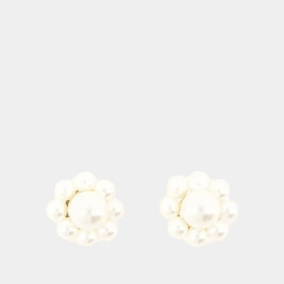 Simone Rocha Mini Daisy Earrings -  - Polyester - Pearl In White