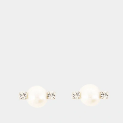 Simone Rocha Mini Perle &amp; Double Crystal Ohrringe -  - Weiss In Metallic