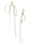 Simone Rocha Ribbon Bow Drop Earrings In Mint/ Mint