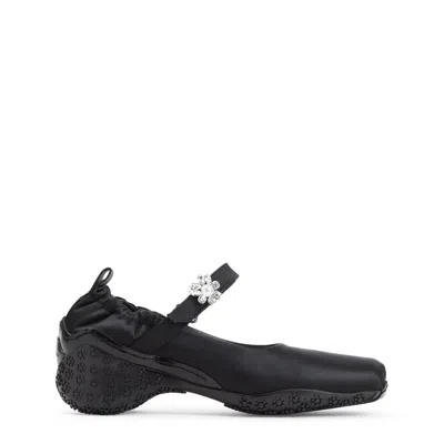 Simone Rocha Satin Ballet Runner Sneaker With Single Embroidery In Transparent