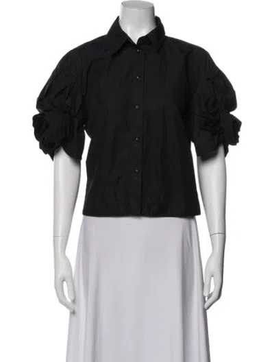 Pre-owned Simone Rocha Short Sleeve Button-up Top In Black