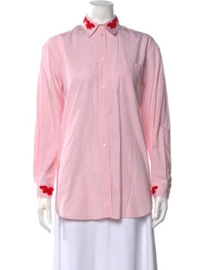 Pre-owned Simone Rocha Striped Long Sleeve Blouse In Neutrals/pink