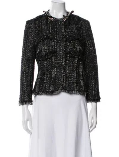 Pre-owned Simone Rocha Tweed Pattern Jacket In Black