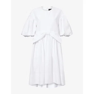 Simone Rocha Womens Puff-sleeve Gathered Bow Cotton Mini Dress White