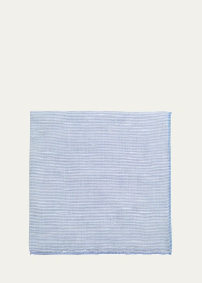 Simonnot Godard Men's Cotton-linen Pocket Square In Blue