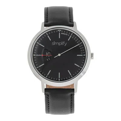 Simplify The 6500 Leather-band Watch In Black