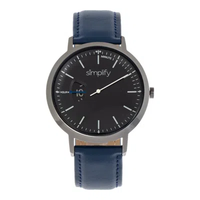 Simplify The 6500 Leather-band Watch In Blue