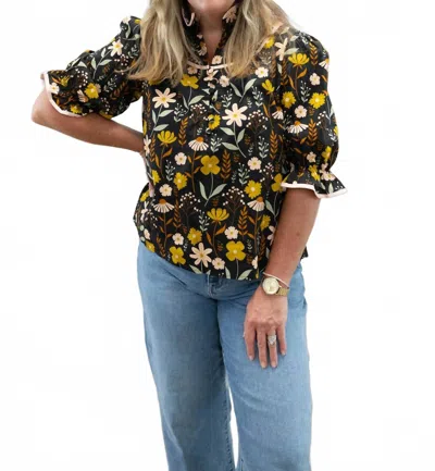 Sincerely Ours Lottie Puffy Sleeves Top In Wildflower Waltz In Multi