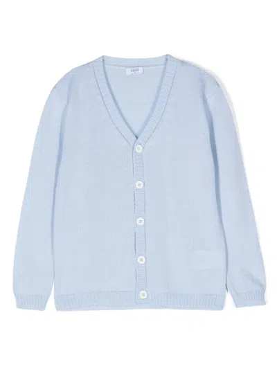 Siola Kids' V-neck Merino Cardigan In Blue