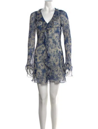 Pre-owned Sir Floral Print Mini Dress In Blue
