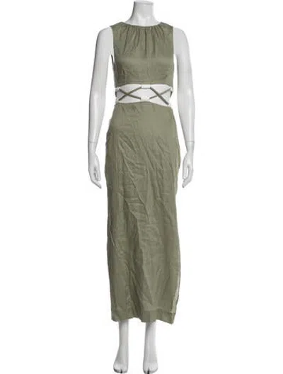 Pre-owned Sir Linen Long Dress In Green