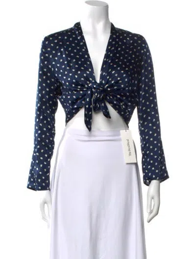Pre-owned Sir Silk Polka Dot Print Crop Top In Blue