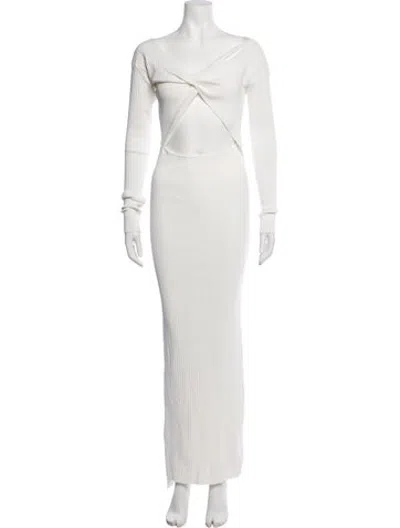 Pre-owned Sir V-neck Long Dress In White