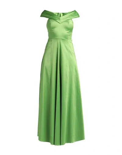 Siste's Woman Maxi Dress Acid Green Size L Polyester, Cotton, Elastane