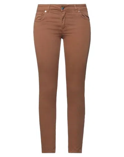 Siste's Woman Pants Brown Size 10 Cotton, Elastane