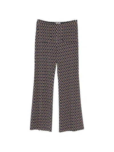 Siyu Geometric-print Flared Trousers In Blue