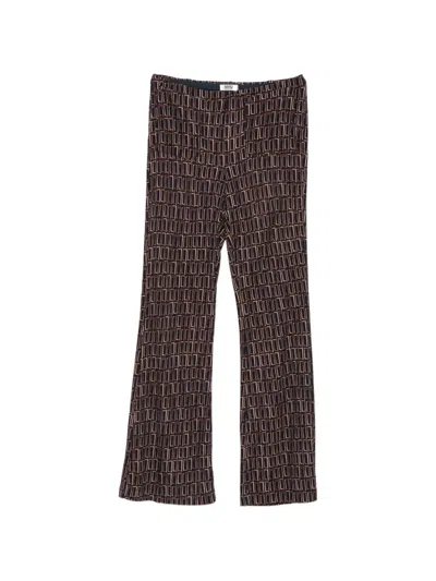 Siyu Geometric-print Flared Trousers In Brown