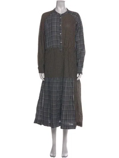 Pre-owned Skall Studio Plaid Print Long Dress In Multicolor