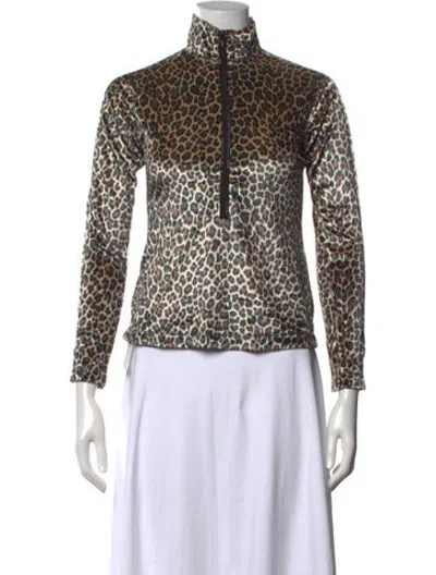 Pre-owned Skea Animal Print Mock Neck Top In Multicolor