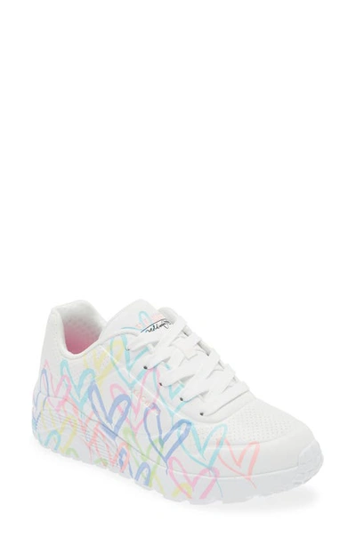Skechers Kids' Uno Lite Sneaker In White/ Pink