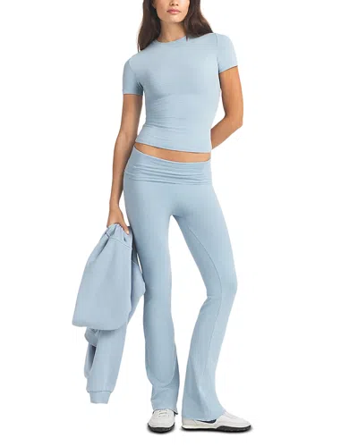 Skims Cotton Jersey Foldover Pants In Fog