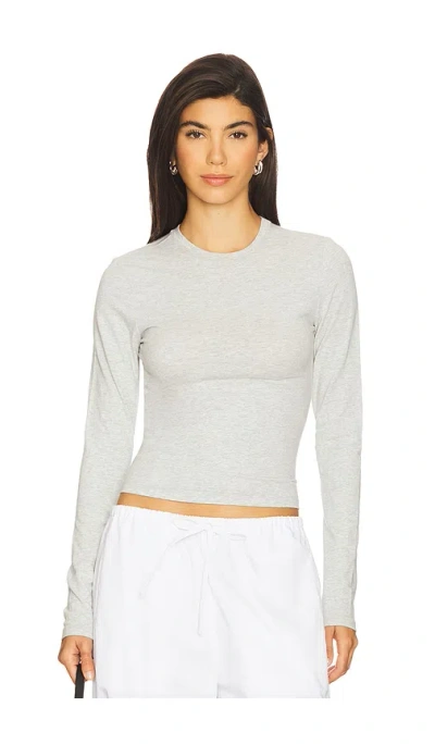 Skims Cotton Jersey Long Sleeve T-shirt In Light Heather Grey
