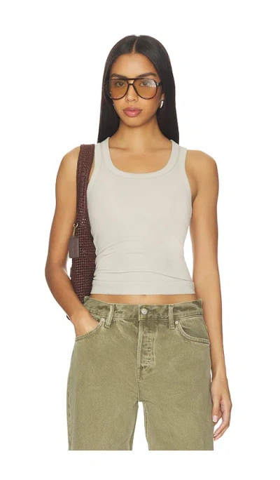 Skims Cotton Rib High Scoop Tank In Stone